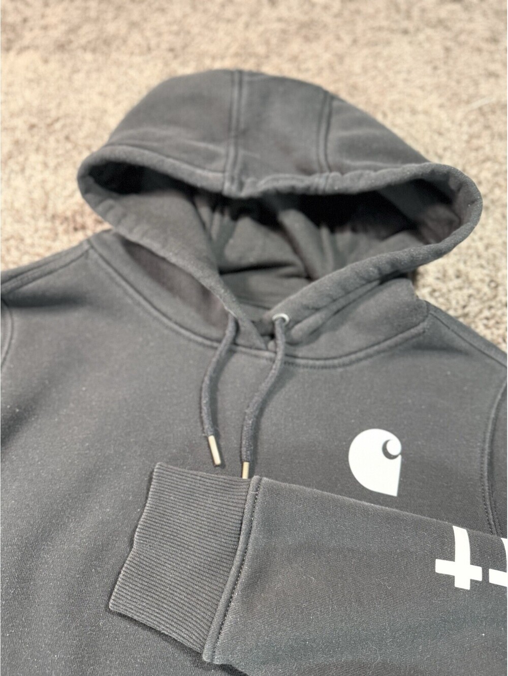 Carhartt Youth Boys Large 12/14 Hoodie Pullover Relaxed Fit Sleeve Logo
